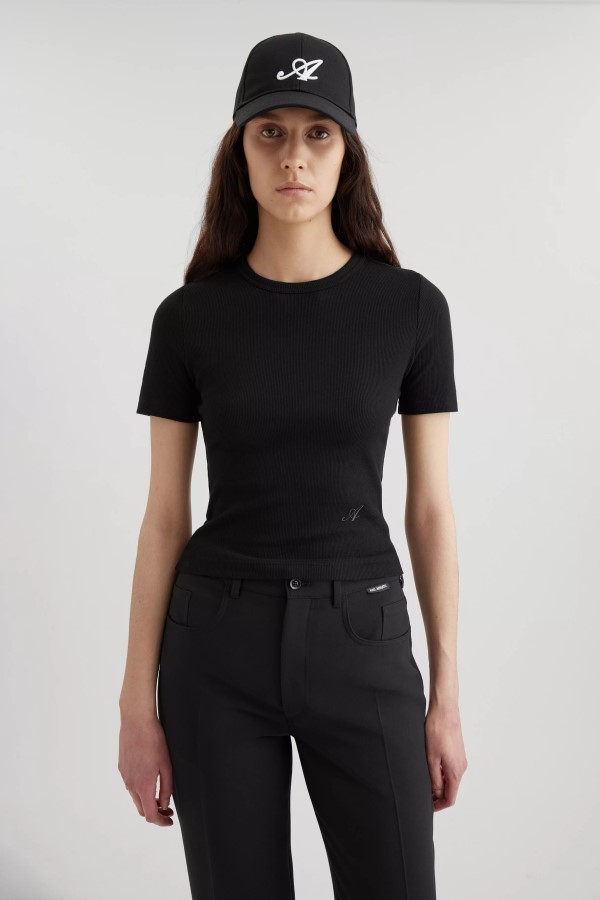 Axel Arigato Schwarzes Signature Slim Rib T-Shirt
