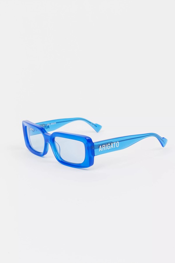 Arigato Arena Rechteckige Sonnenbrille Klein Blau Transparent