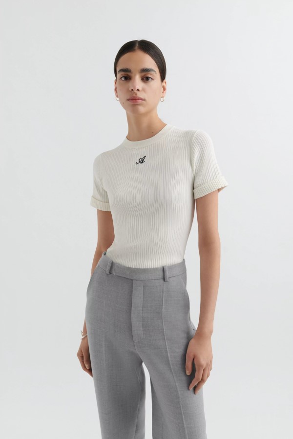 Axel Arigato Ecru Honour Strick-T-Shirt