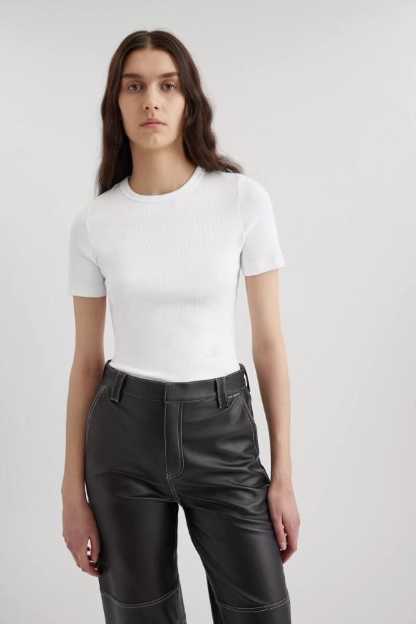 Axel Arigato Signature Slim Rib T-Shirt Weiß