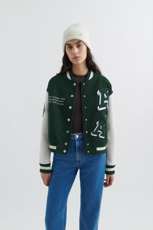 Illusion Varsity Jacke Axel Arigato Dunkelgrün