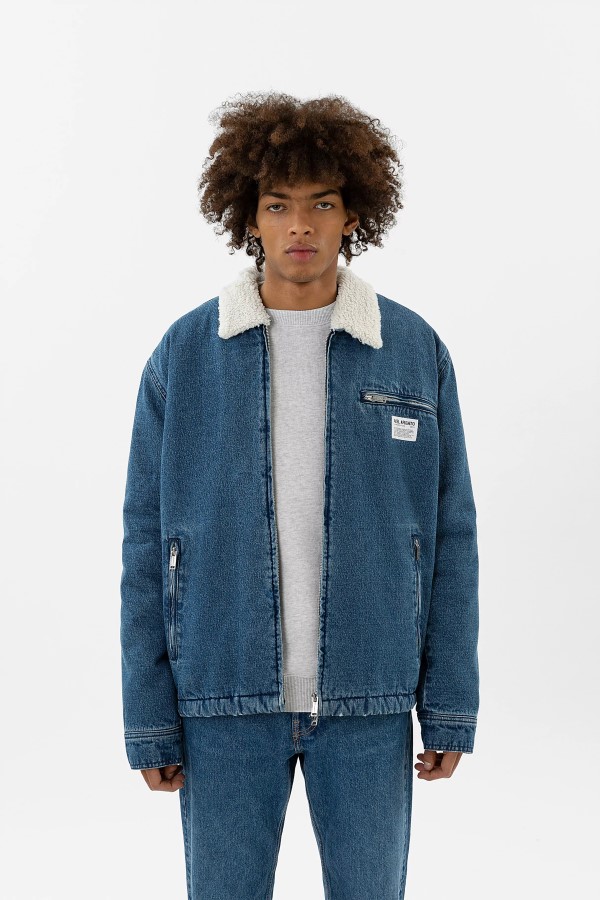 Axel Arigato Blue Stone Washed Crew Wattierte Jeansjacke