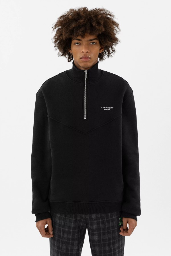Axel Arigato Schwarzes Sweatshirt Mit Halblangem Reißverschluss