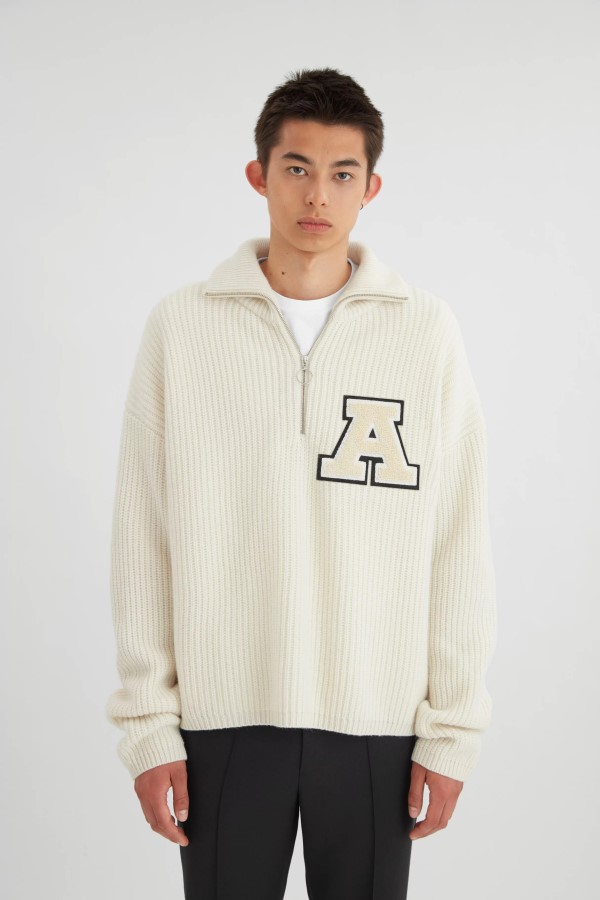 Team-Halfzip-Pullover Axel Arigato Ecru
