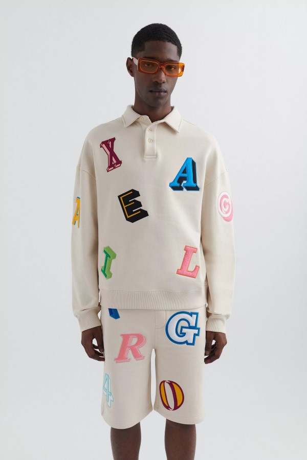 Axel Arigato Hellbeiges Inferno-Monogramm-Polo-Sweatshirt