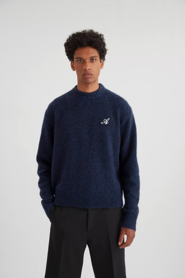 Axel Arigato Marineblauer Melierter Anfangspullover