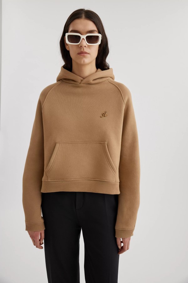 Axel Arigato Rio Kurz Geschnittener Hoodie Kamelbeige